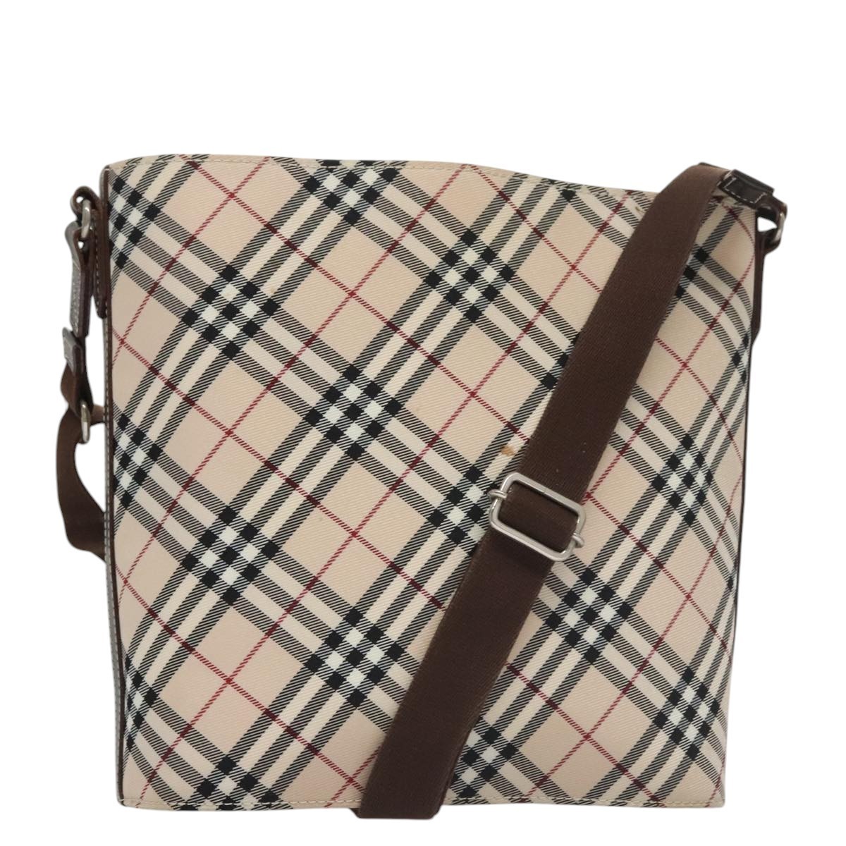 Burberry Nova Check Blue Label Shoulder Bag Canvas Beige Auth 105080
